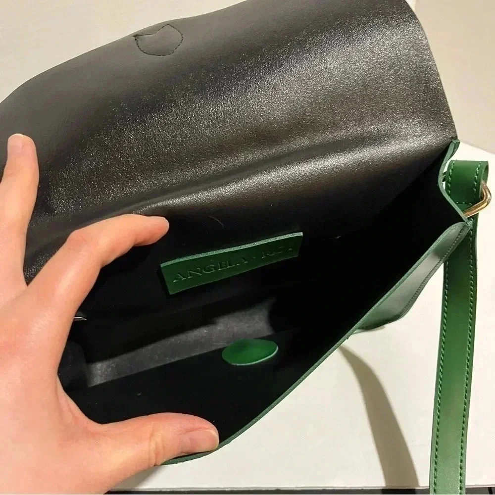 Angela Roi Green Crossbody Shoulder Handbag Flap Messenger Front Buckle